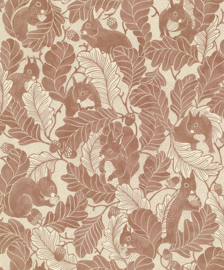Oak Tree Tails - Pink - Wallpaper Trader