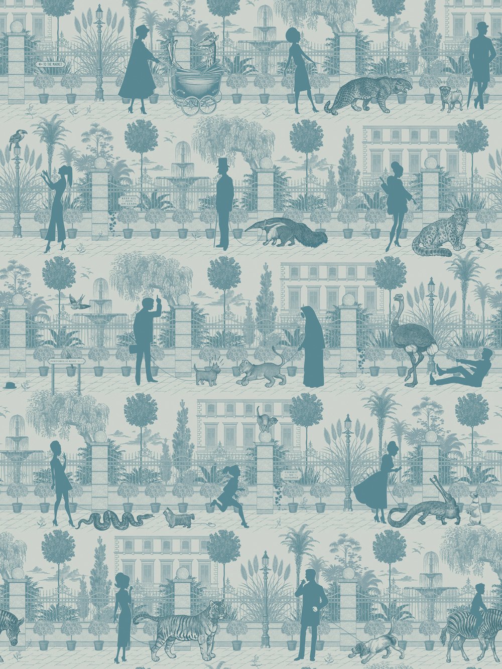 Portobello Parade - Jellied Teal - Wallpaper Trader