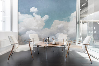 Cuddle Clouds - Cloud Blue and White - Wallpaper Trader