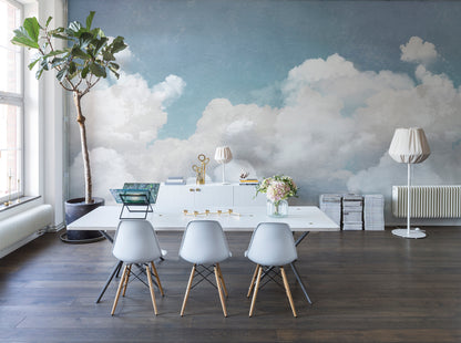 Cuddle Clouds - Cloud Blue and White - Wallpaper Trader