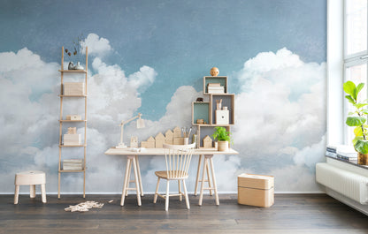Cuddle Clouds - Cloud Blue and White - Wallpaper Trader