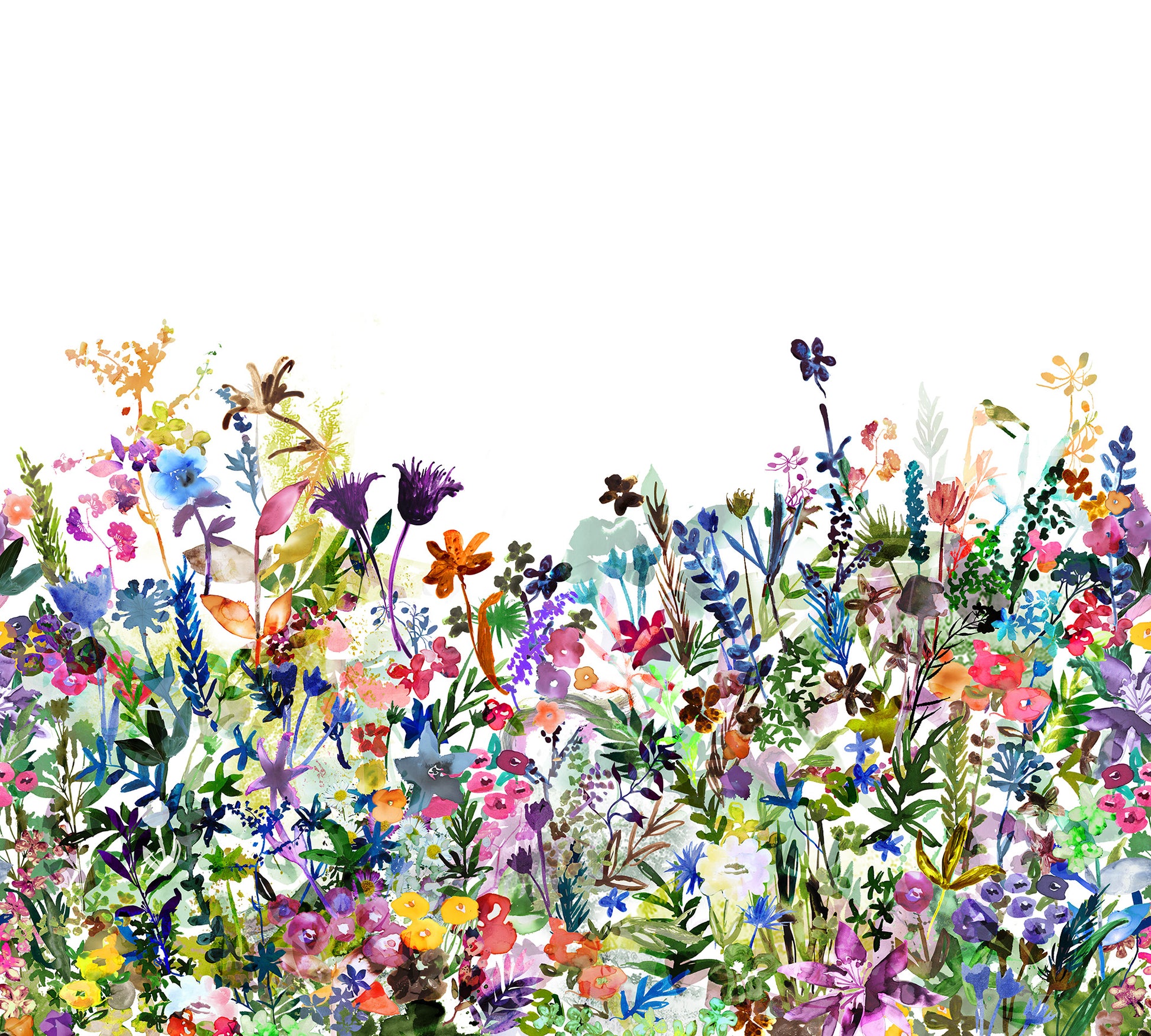 May Meadow,Pastel - White,Green,Multi & Purple - Wallpaper Trader