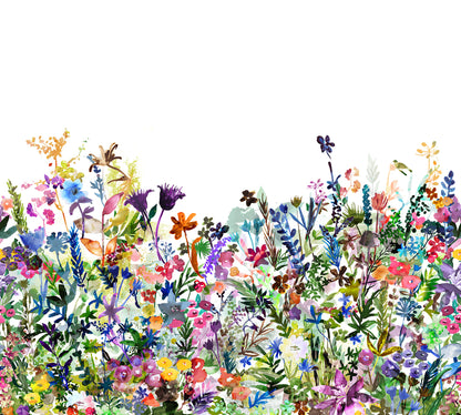 May Meadow,Pastel - White,Green,Multi & Purple - Wallpaper Trader