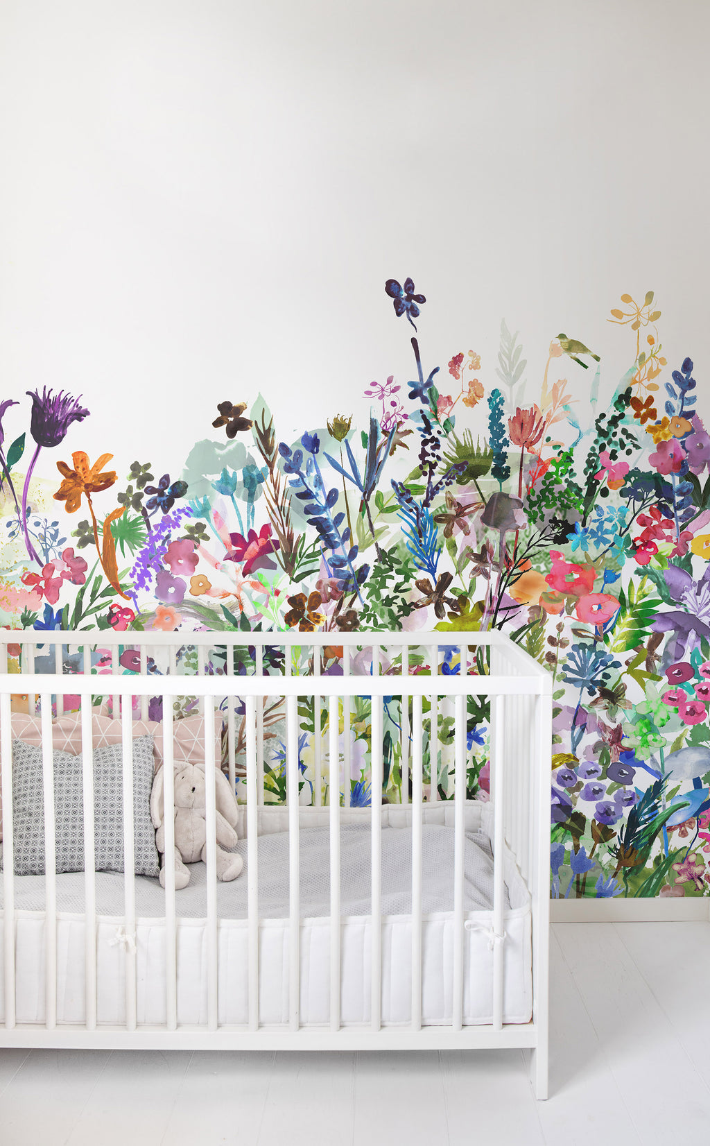 May Meadow,Pastel - White,Green,Multi & Purple - Wallpaper Trader