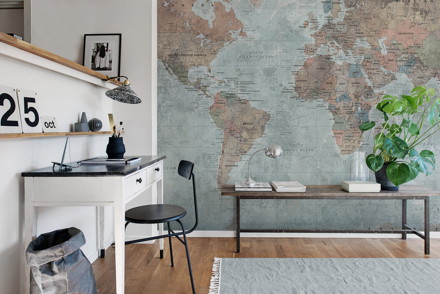 Around the World - Ocean Blue & Brown - Wallpaper Trader