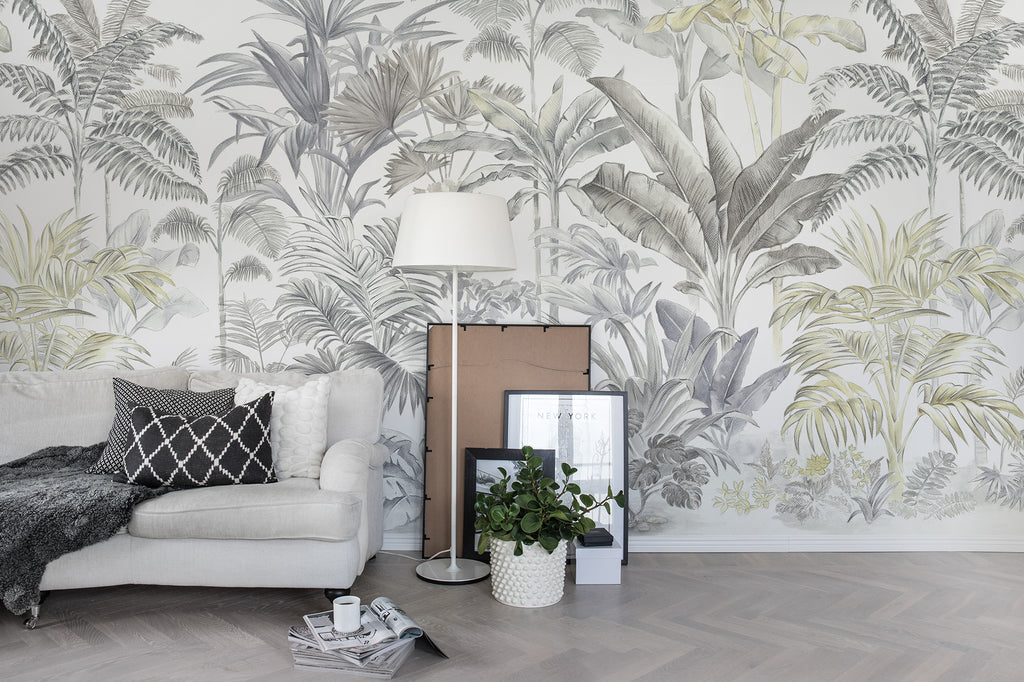 Pride Palms - Pewter - Wallpaper Trader