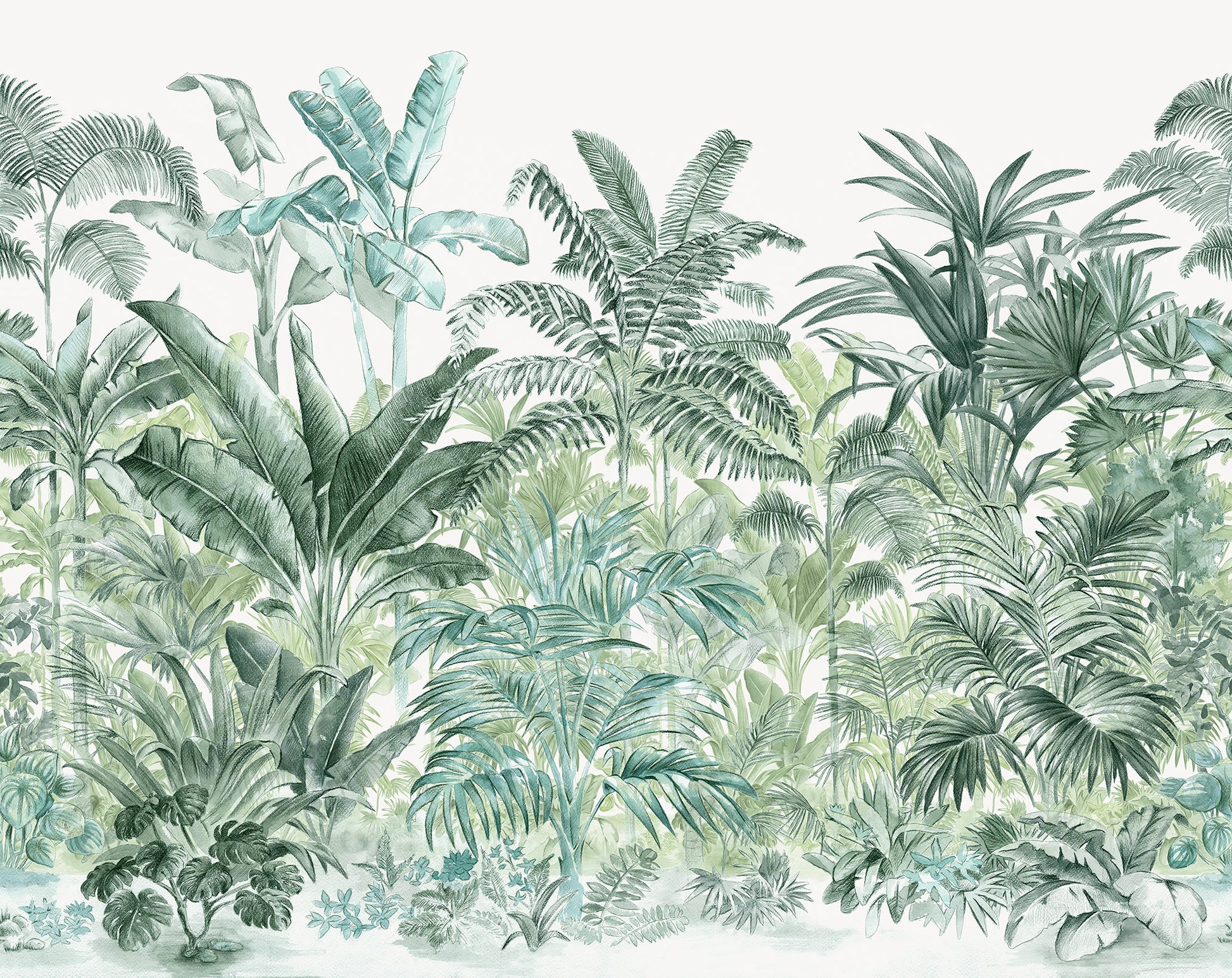 Pride Palms Emerald - serpentine - Wallpaper Trader