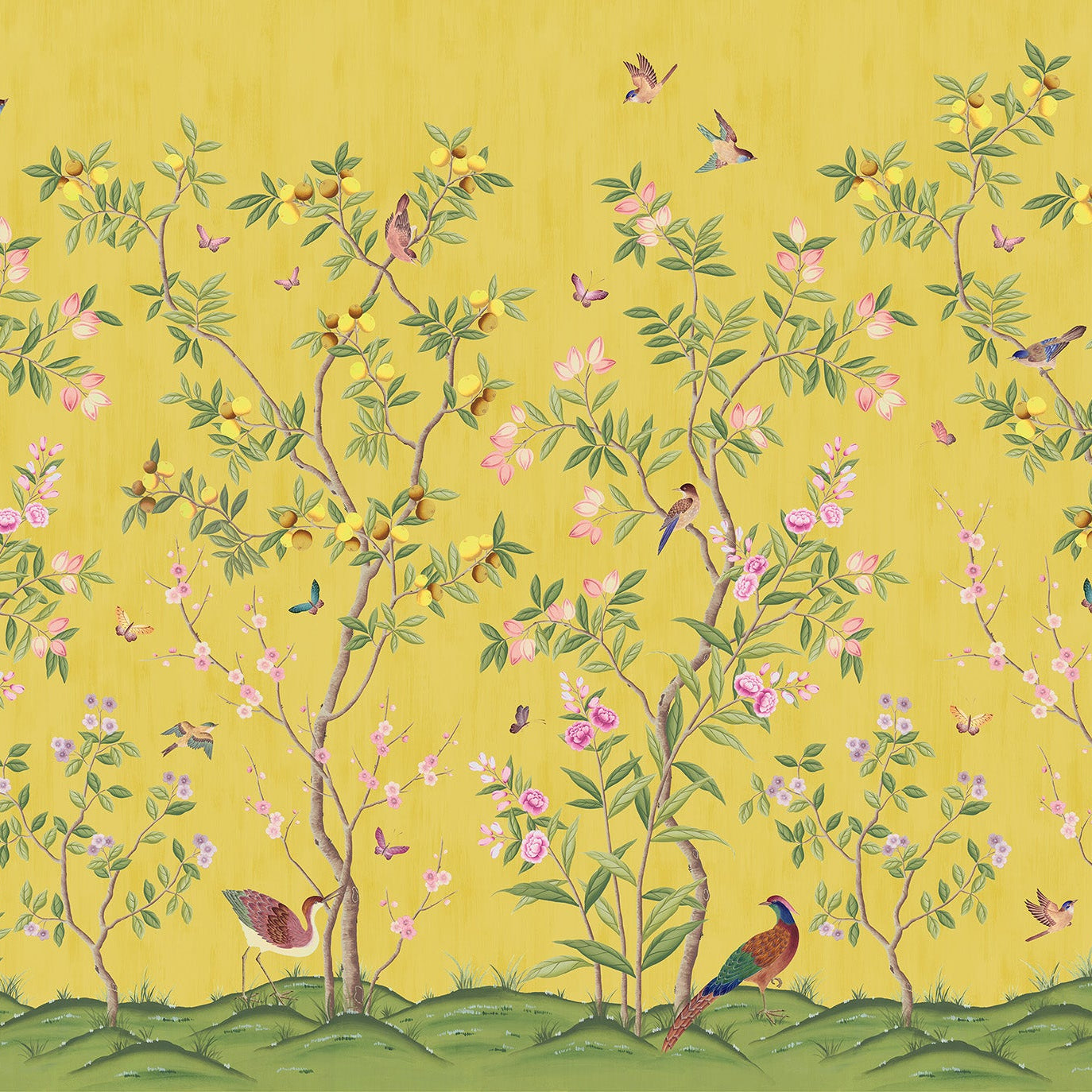 Chinoiserie Chic - Saffron Yellow - Wallpaper Trader