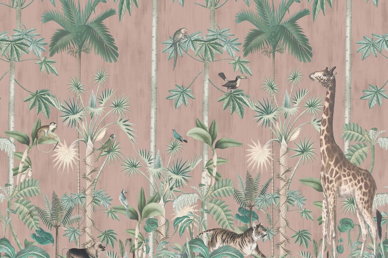 Giraffe's Stroll - Pink - Wallpaper Trader