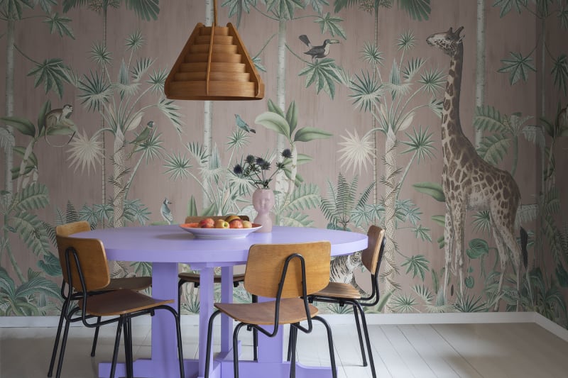 Giraffe's Stroll - Pink - Wallpaper Trader