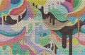 Dripping Rainbow wall mural by Rebel Walls, rainbow dripping graffiti on a brick wall, flat panel close-up