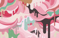 Dripping Rainbow - Pink, White & multi - Wallpaper Trader