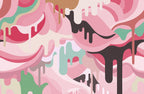 Dripping Rainbow - Pink, White & multi - Wallpaper Trader