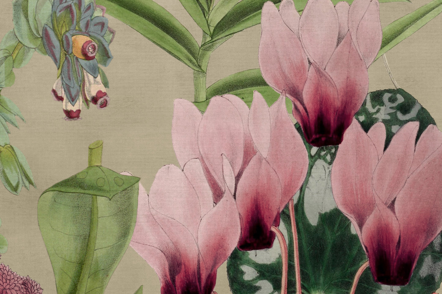 Alice's Garden - Lilac & Green - Wallpaper Trader