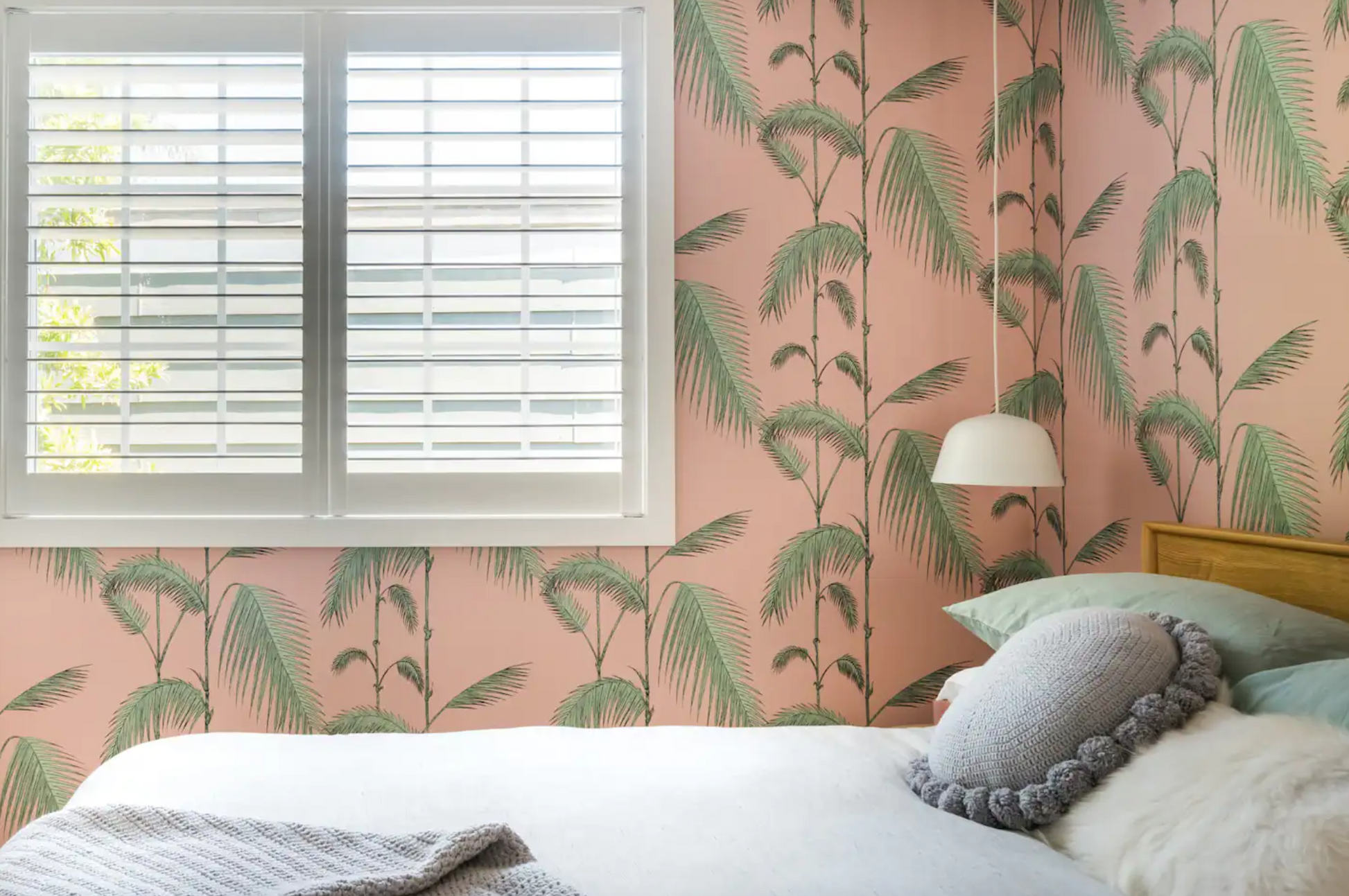 Palm Leaves - Pink & Mint - Wallpaper Trader