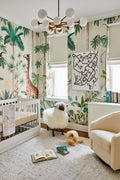 Giraffe's Stroll wallpaper - Green on Grey