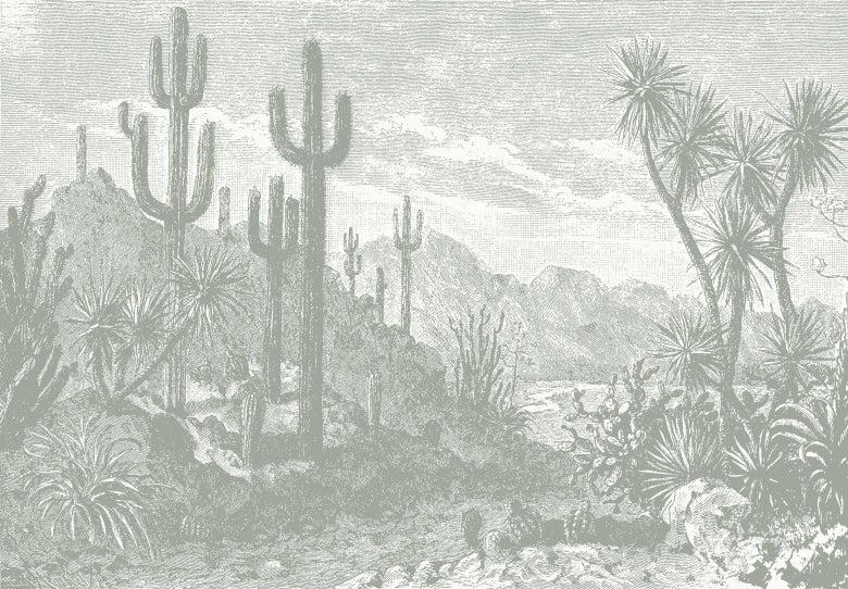 Oasis Desert Wall Mural - Grey - Wallpaper Trader