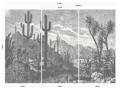 Oasis Desert Wall Mural - Monochrome - Wallpaper Trader