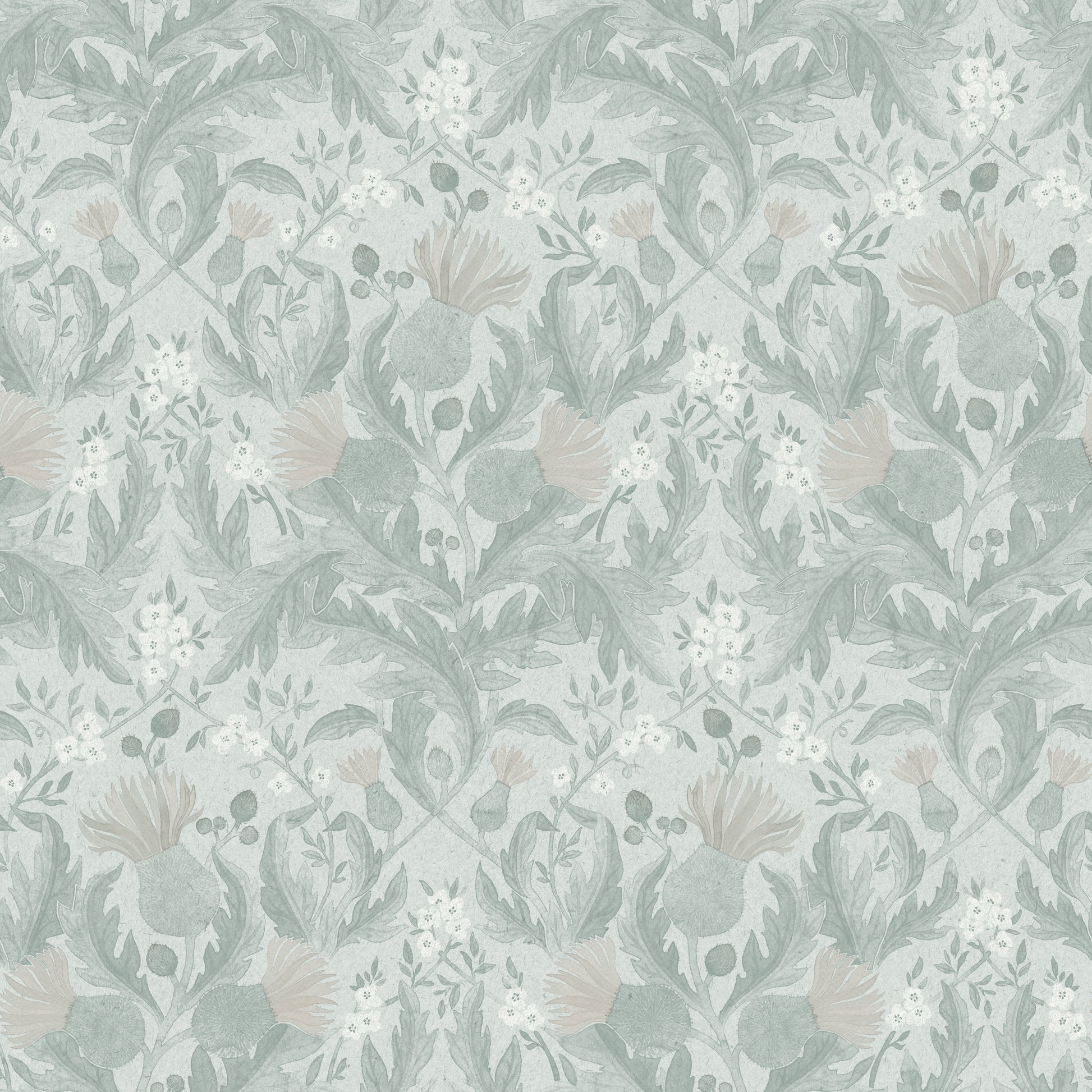 Thistle - Grey and white - Wallpaper Trader