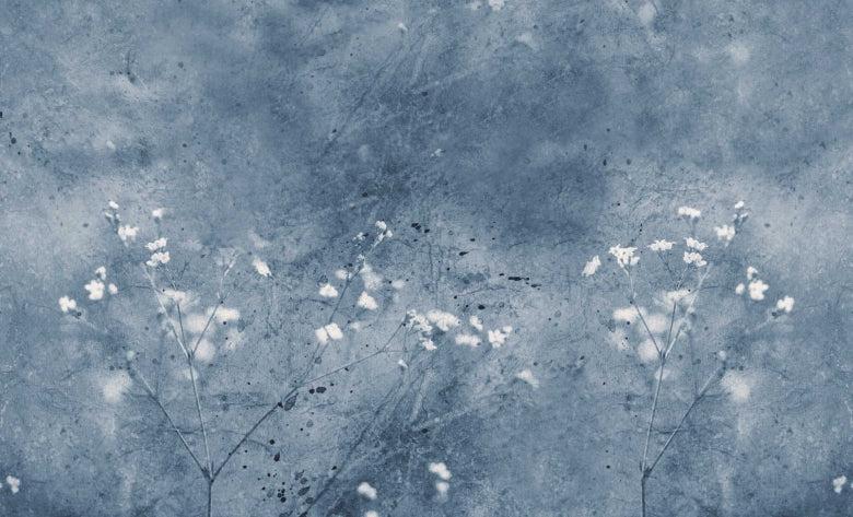 Vintage Summer Floral Wall Mural in Blue - Wallpaper Trader