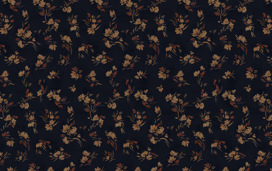 Floating Slowly - Ink Blue and Apricot - Wallpaper Trader