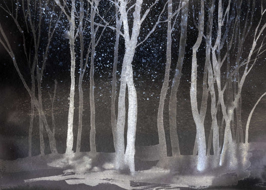 Watercolour Forest - Night - Wallpaper Trader