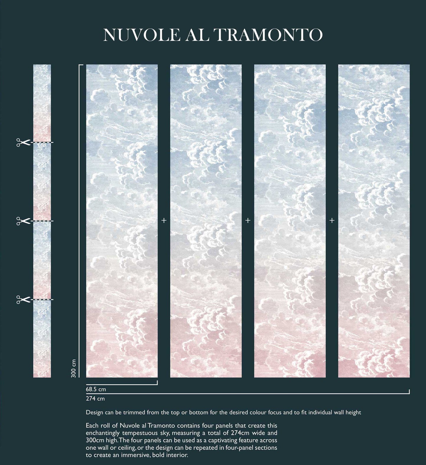 Nuvole al Tramonto - Dusk Pink - Wallpaper Trader
