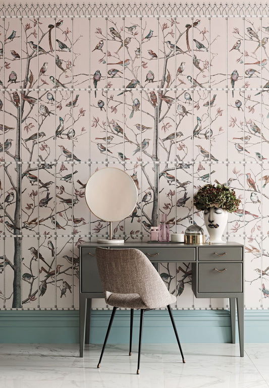 Uccelli- Ballet Slipper pink - Wallpaper Trader