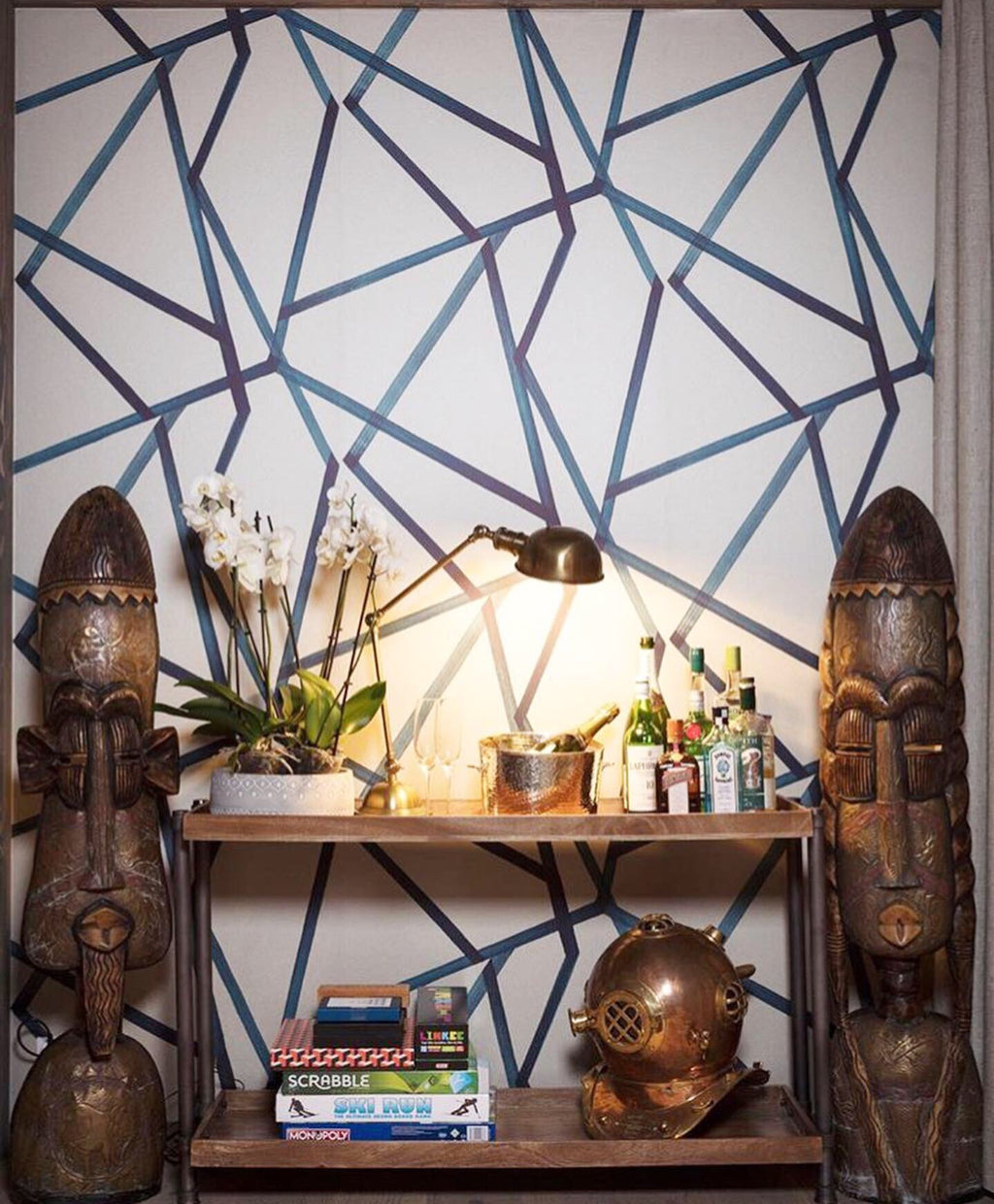 Sumi Geometric wallpaper - Indigo Blue (4)