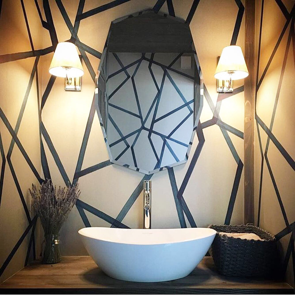 Sumi Geometric wallpaper - Indigo Blue (5)