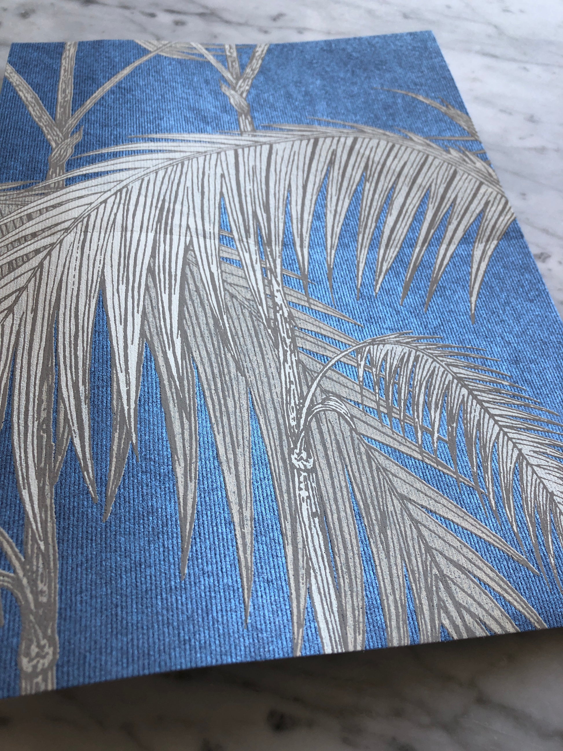 Palm Jungle - Straw & Blue - Wallpaper Trader
