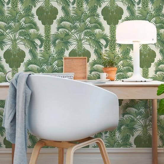 Hollywood Palm - Leaf Green - Wallpaper Trader