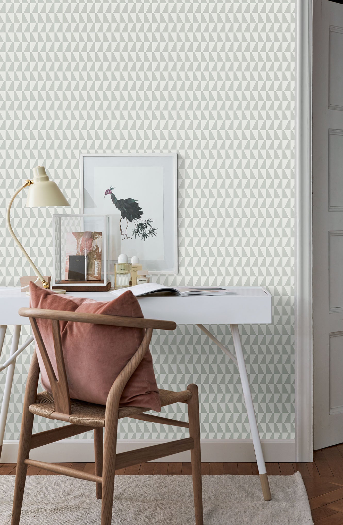 Trapeze - Taupe on Cream - Wallpaper Trader