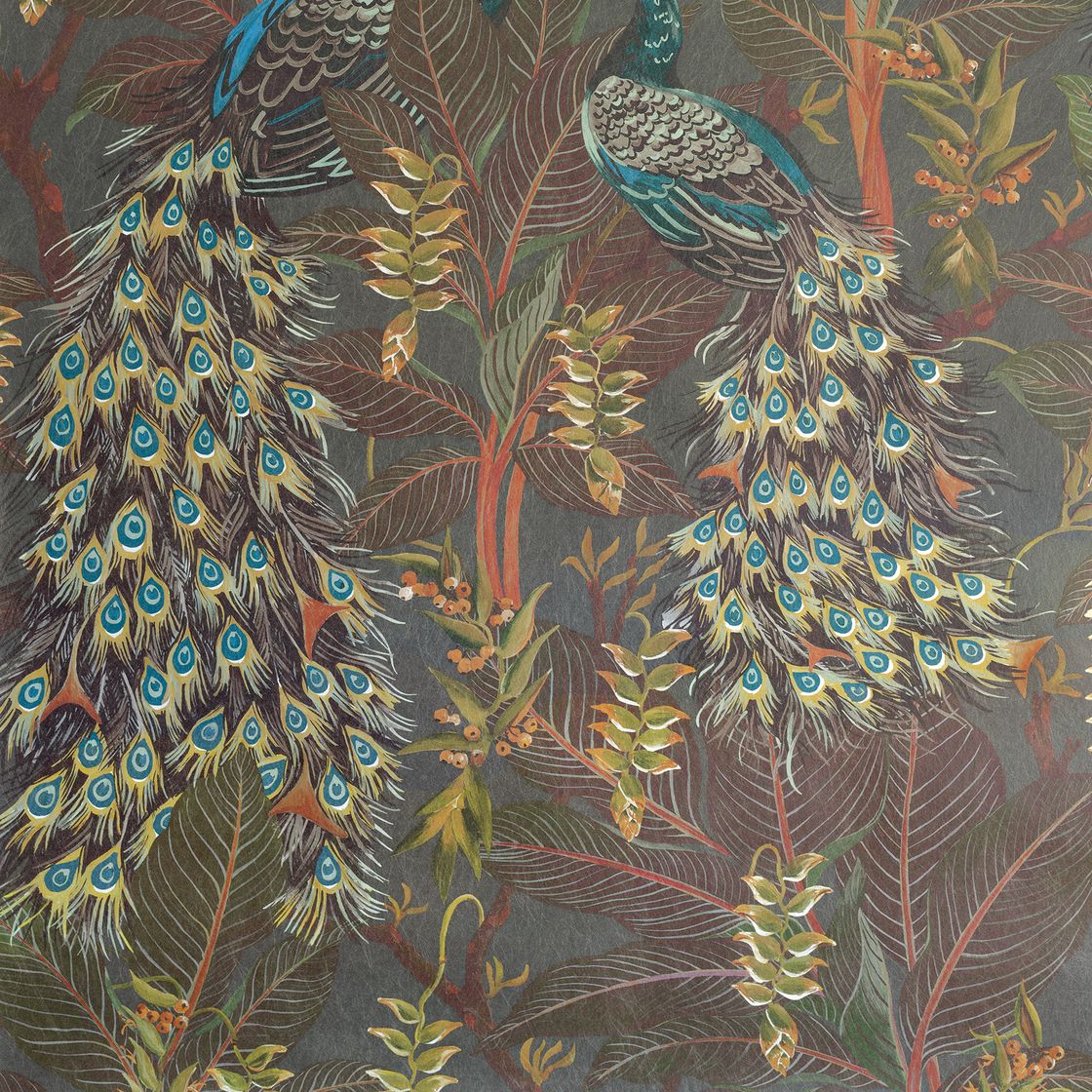 Royal Peacock - Sepia - Wallpaper Trader