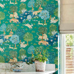 Pamir Garden - Teal - Wallpaper Trader