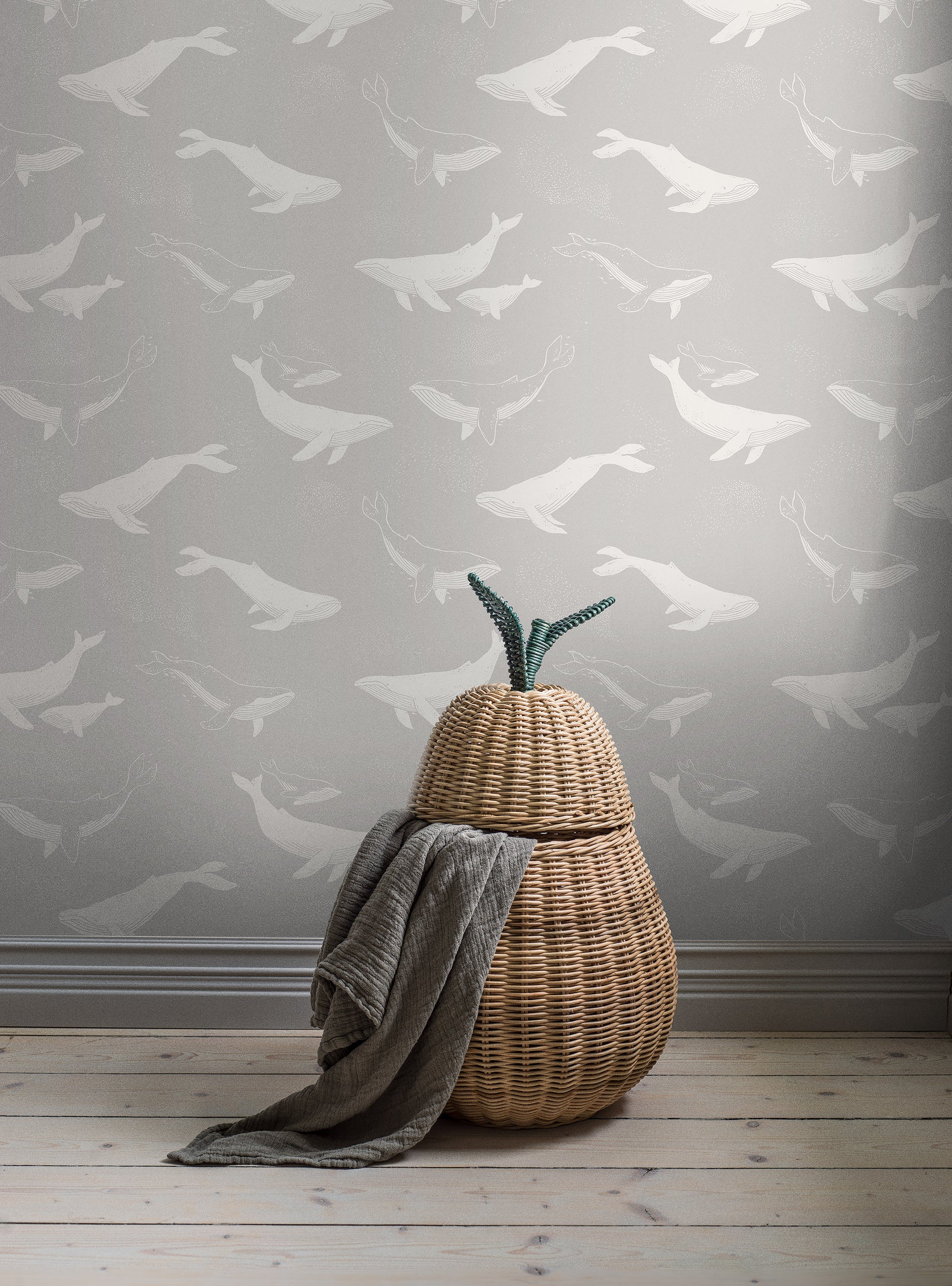 Whales - Grey and White - Wallpaper Trader